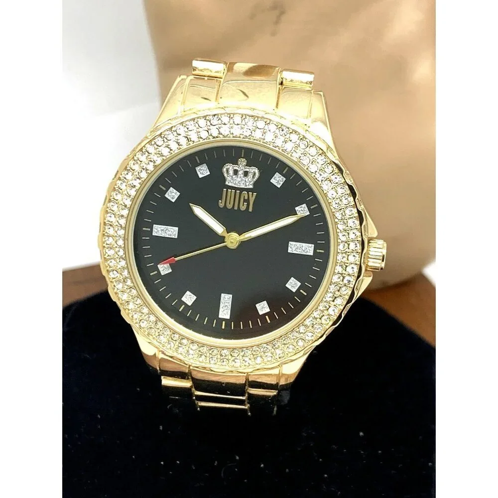 Juicy By Juicy Couture Women's Watch JC/5000 Quartz Black Gold Tone Steel 38mm